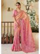 Pink Viscose Tissue Wedding Saree