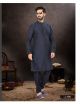 Navy Blue art dupion Kurta With Pant