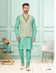 Mint Green Jacquard Men's Jacket with Kurta Pajama