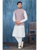 Lavender & White Kurta Pajama with Nehru Jacket