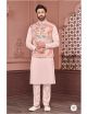 Light Peach Designer Kurta Pajama Jacket Set