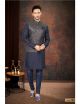 Navy Blue Jacquard Modi Jacket 3 Pcs Set