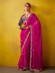 Magenta Elegant Embroidered Silk Saree