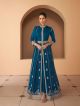 Blue Designer Floor Length Front Slit Dress