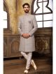 Grey designer nawabi indo western sherwani