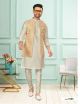 Orange Jacquard Men's Jacket with Kurta Pajama