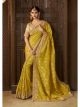 Lemon Yellow Viscose Tissue  Wedding Saree