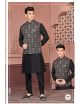 Black Designer Kurta Pajama Jacket Set