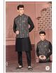 Black Designer Kurta Pajama Jacket Set