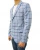 Light Blue Checkered Slim Fit Blazer For Men