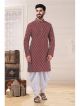 Maroon Kurta Set With Peshawari