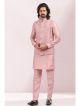 Pink Kurta Pajama 3 Pcs Jacket Set