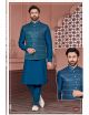 Rama Blue Kurta Pajama with Nehru Jacket