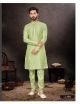 Parrot Green art dupion Kurta With Pant