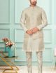 Cream B.Brocket Jacquard Men's Jacket with Kurta Pajama