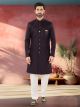 Wine Woven Jacquard Nawabi Indo Western Sherwani
