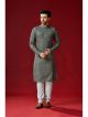 Grey Designer Printed Kurta Pajama