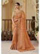 Orange Viscose Tissue  Wedding Saree