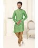 Green Silk Partywear Men Kurta Pajama