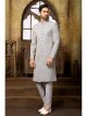 Grey designer nawabi indo western sherwani