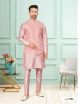 Pastel Pink B.Brocket Jacquard Men's Jacket with Kurta Pajama