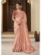 Peach Viscose Tissue Wedding Saree