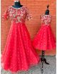 Red Sequins Gown Mother Daughter Combo Set