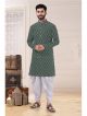Green Kurta Set With Peshawari