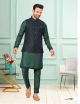 Dark Green Singham Jacquard Men's Jacket with Kurta Pajama