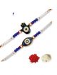 Lovely Gold Plated Evil Eye Rakhi Combo (Set of 2) with Roli Chawal