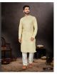 Light Yellow jacquard Kurta With Pant