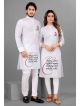 White Ganpati OM prints couple kurti with bottom