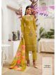 Mustard Floral Embroidered Pant Suit