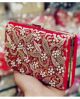 Red Hand Embroidered Clutch
