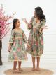 'Green Swirl' Tie-Dyed Mom And Daughter Cotton Dresses