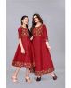 Maroon Mother Daughter Matching Dresses