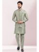 Pista Green Kurta Pajama 3 Pcs Jacket Set