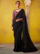 Black Adorable Embroidered Silk Saree