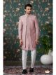 Pink Art Silk 3 Pcs Attached Indo