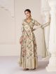 Light Green Floral Printed Organza Silk Anarkali Suit