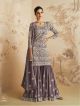 Mauve Floral Embroidered Sharara Suit