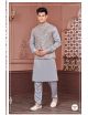 Grey Designer Kurta Pajama Jacket Set