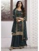 Teal Georgette Sharara Suit For Women