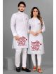 White गणपति बप्पा मोरया prints couple kurti with bottom