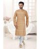 Beige Banarasi Silk-inner cotton Partywear Men Kurta Pajama