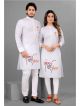 White मंगल मूर्ति मोरया prints couple kurti with bottom