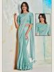 Aqua blue ready to wear saree for farewell