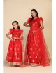 Red Organza Lehenga With Sequins Choli (mother daughter twinning combo)