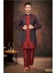 Red Croma Jacquard Indo-Western for Men