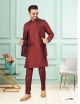 Maroon Singham Jacquard Men's Jacket with Kurta Pajama
